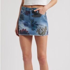 NWT Chic Floral Blue Mini Skirt